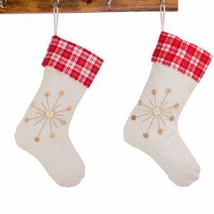 Set of 2 Buttons Snowflake Christmas Stockings